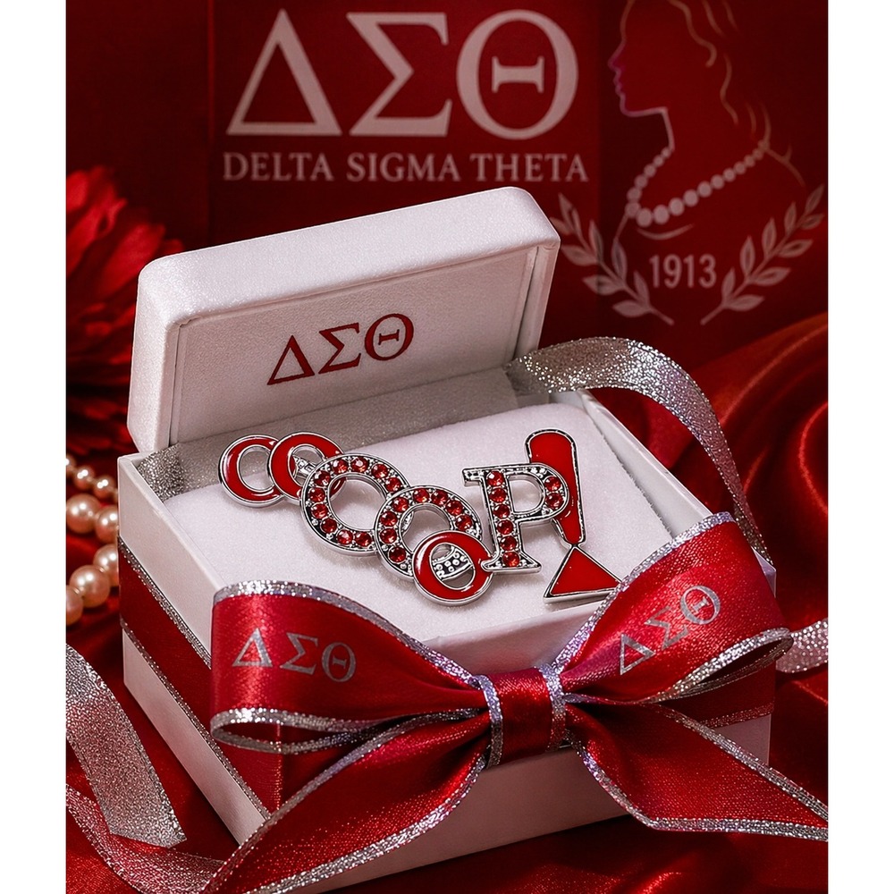 Delta‎ Sigma Theta Brooch Oops Red Rhinestones